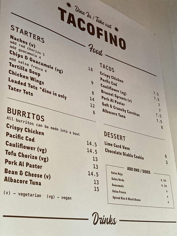Tacofino Commissary - Vancouver, BC menu_pic