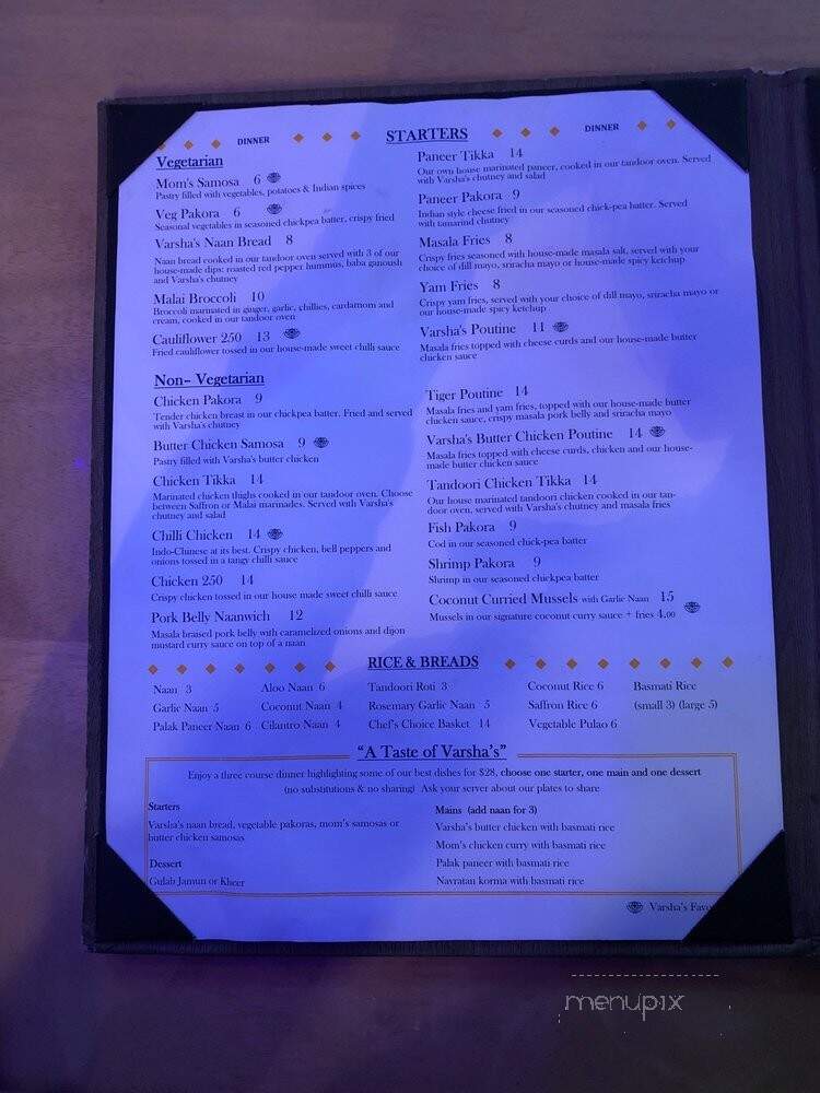 Varsha Indian Kitchen - Victoria, BC menu_pic