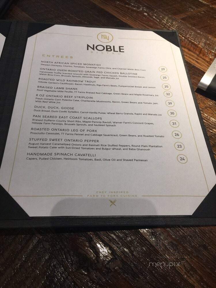 Noble Bistro - Oakville, ON menu_pic