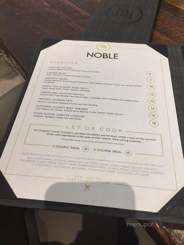 Noble Bistro - Oakville, ON menu_pic
