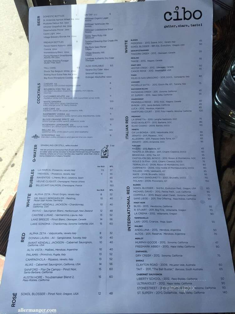 Cibo - Calgary, AB menu_pic