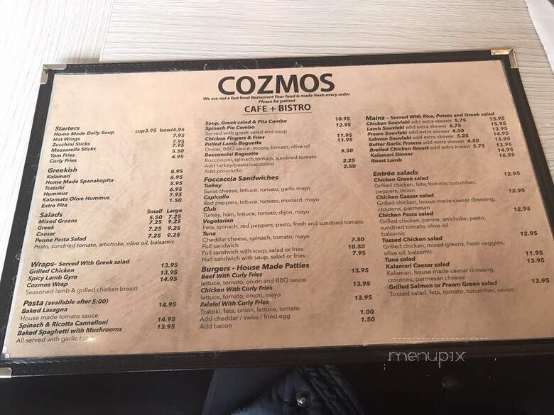 Cozmos Cafe + Bistro - Burnaby, BC menu_pic