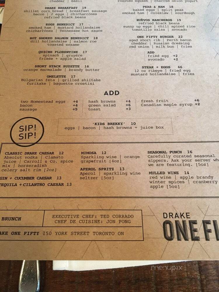 Drake One Fifty - Toronto, ON menu_pic