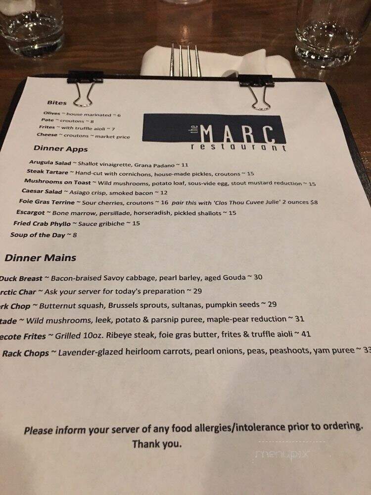 The Marc - Edmonton, AB menu_pic