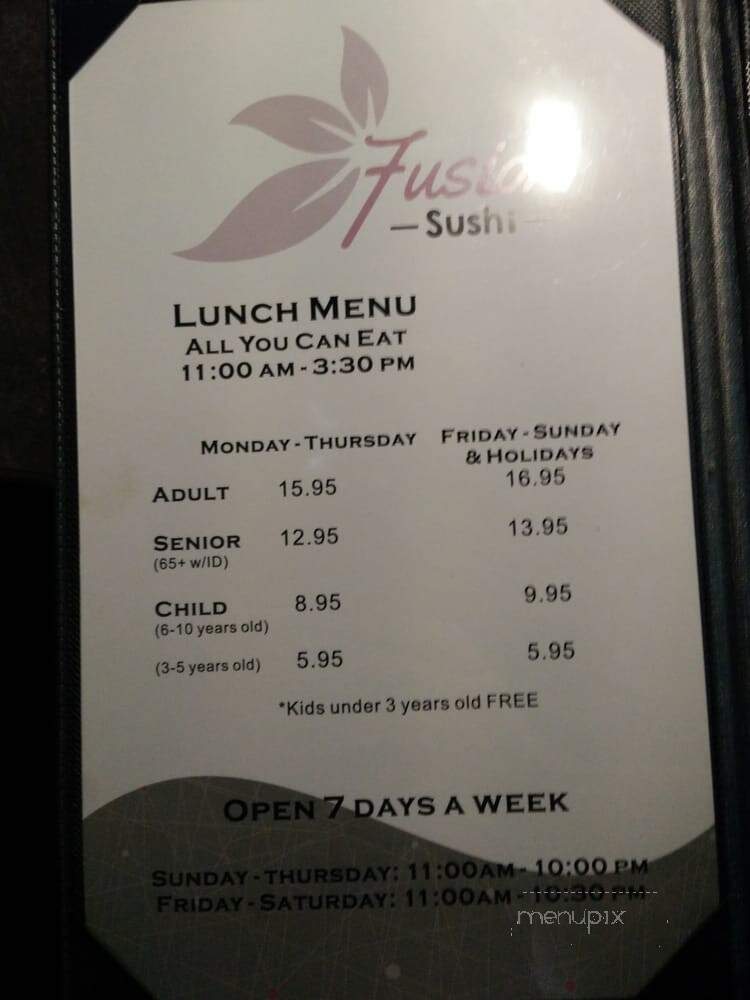 Fusion Sushi - Calgary, AB menu_pic