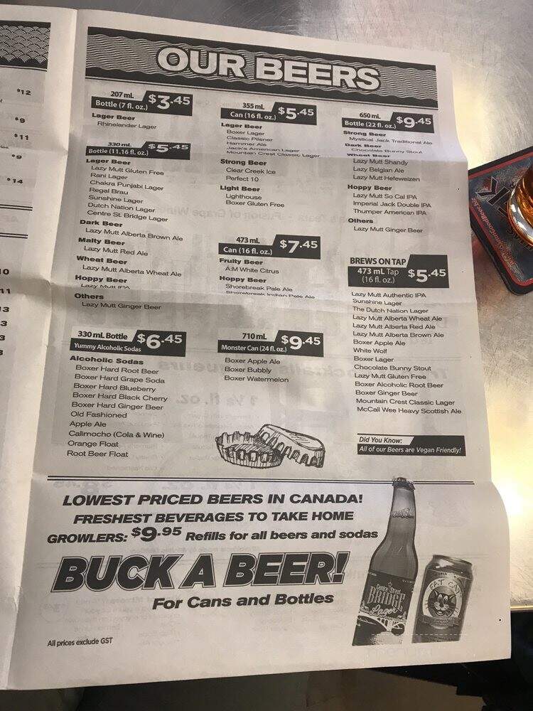 Minhas Micro Brewery - Calgary, AB menu_pic