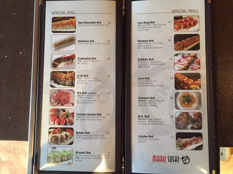 Maru Sushi - Abbotsford, BC menu_pic
