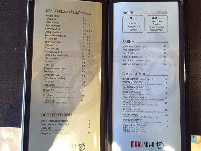 Maru Sushi - Abbotsford, BC menu_pic