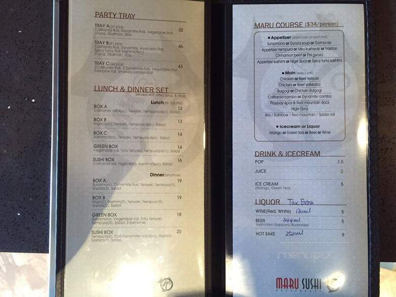 Maru Sushi - Abbotsford, BC menu_pic