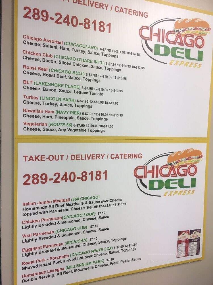 Chicago Sub Express - Whitby, ON menu_pic