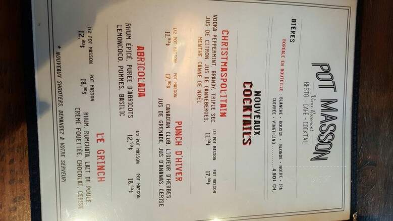 Pot Masson - Montreal, QC menu_pic