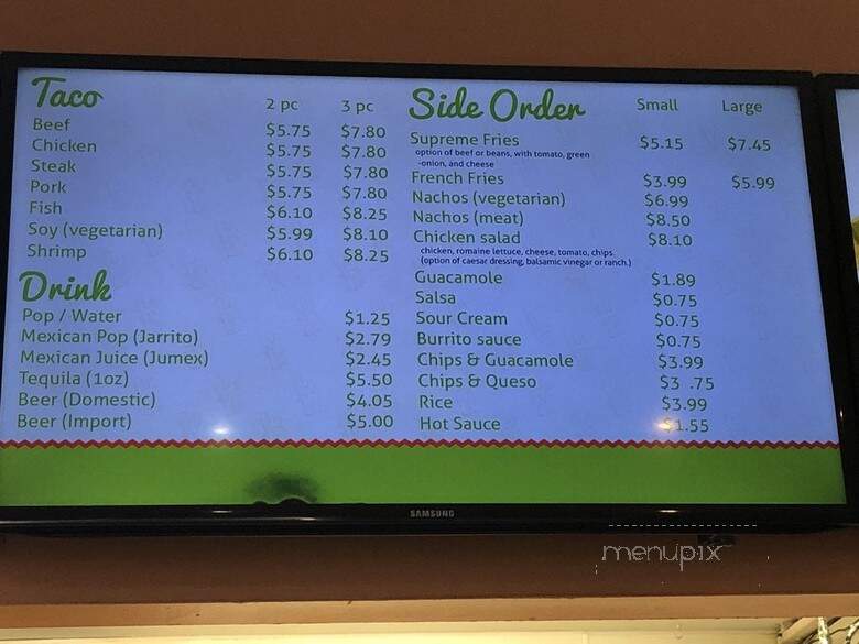Burrito Place - Toronto, ON menu_pic