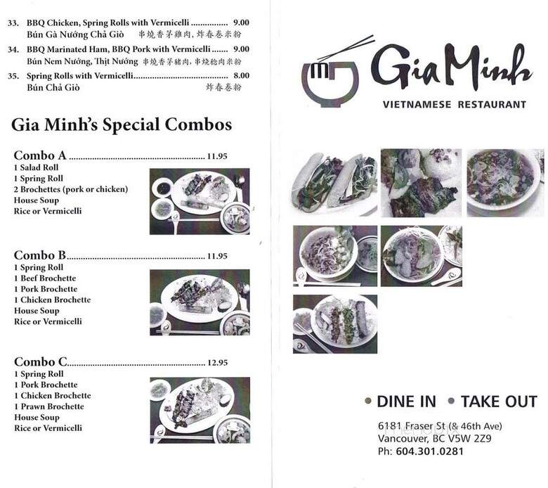 Gia Minh - Vancouver, BC menu_pic