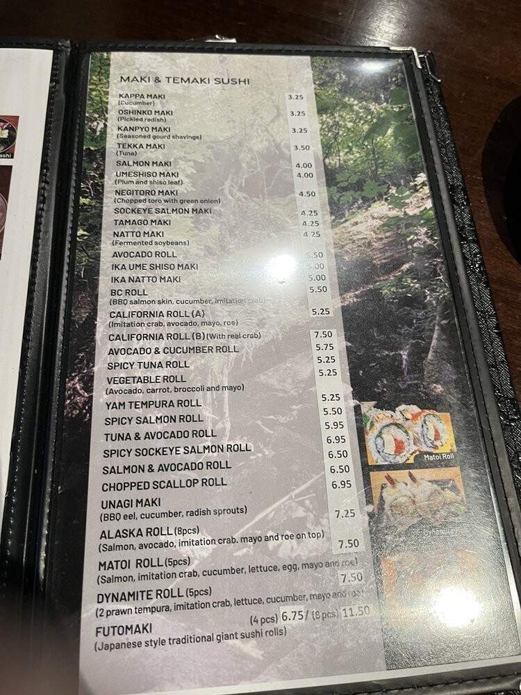 Matoi Sushi - Coquitlam, BC menu_pic