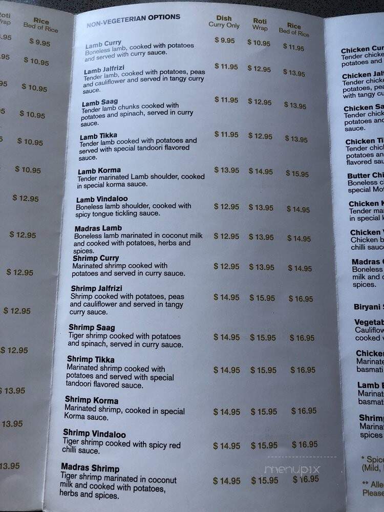 Maurya East Indian Roti - Toronto, ON menu_pic