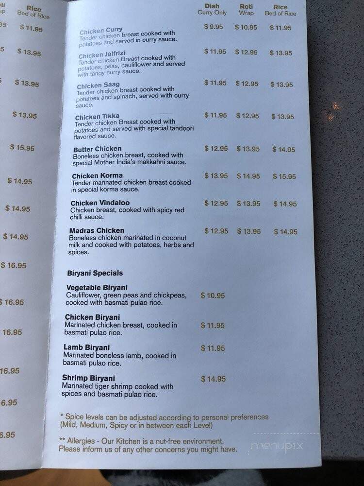 Maurya East Indian Roti - Toronto, ON menu_pic