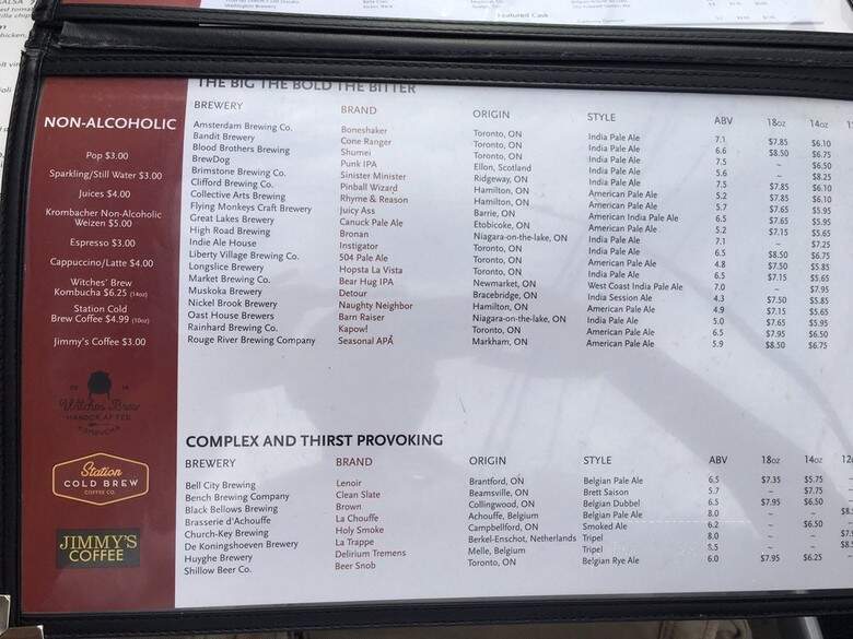 The Craft - Toronto, ON menu_pic