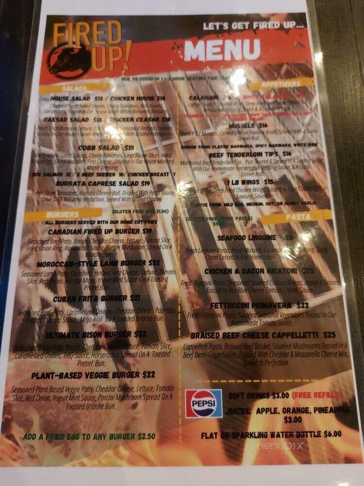 Fired Up - Mississauga, ON menu_pic
