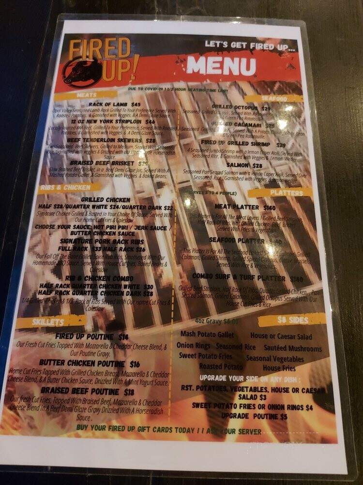 Fired Up - Mississauga, ON menu_pic