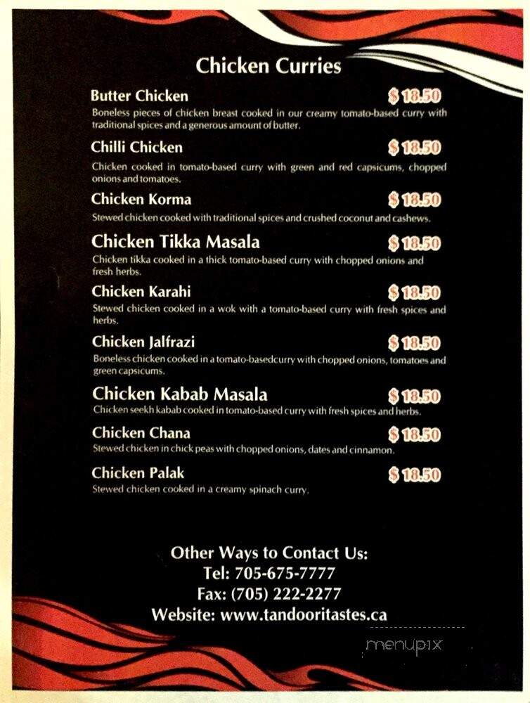 Tandoori Tastes - Sudbury, ON menu_pic