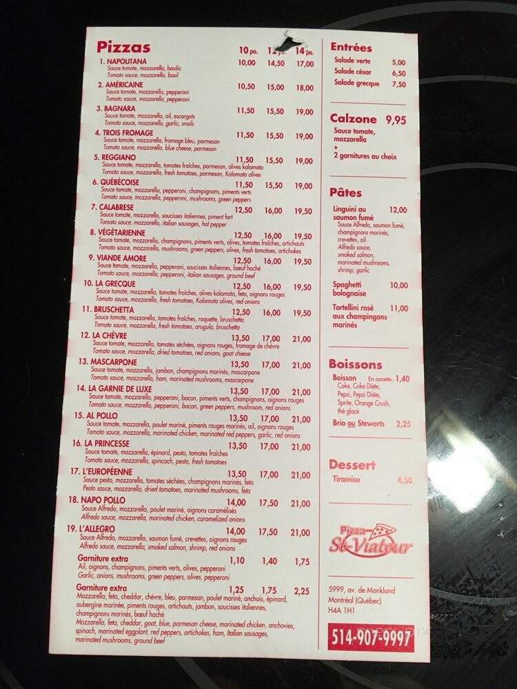 Pizza St-Viateur Monkland - Montreal, QC menu_pic