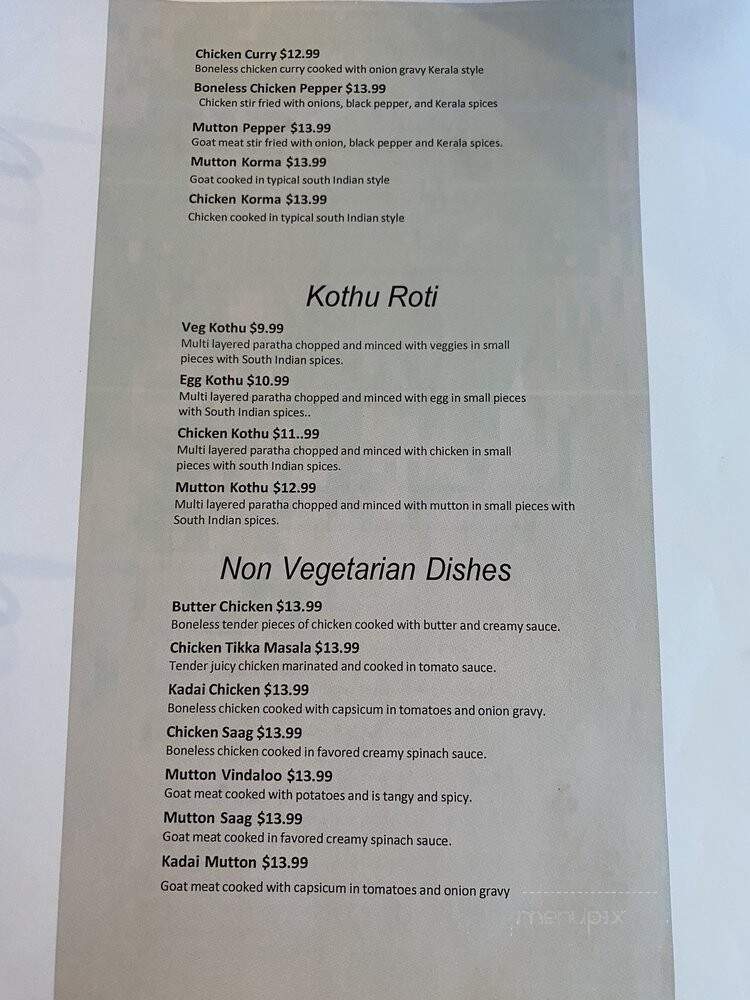 Kairali - Toronto, ON menu_pic