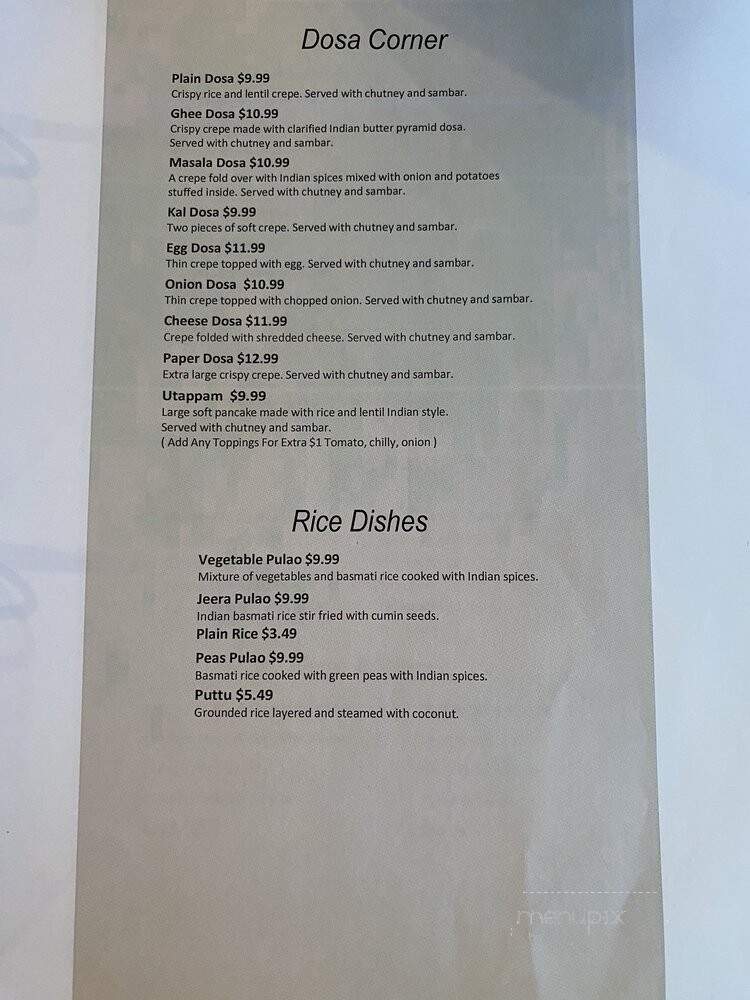 Kairali - Toronto, ON menu_pic
