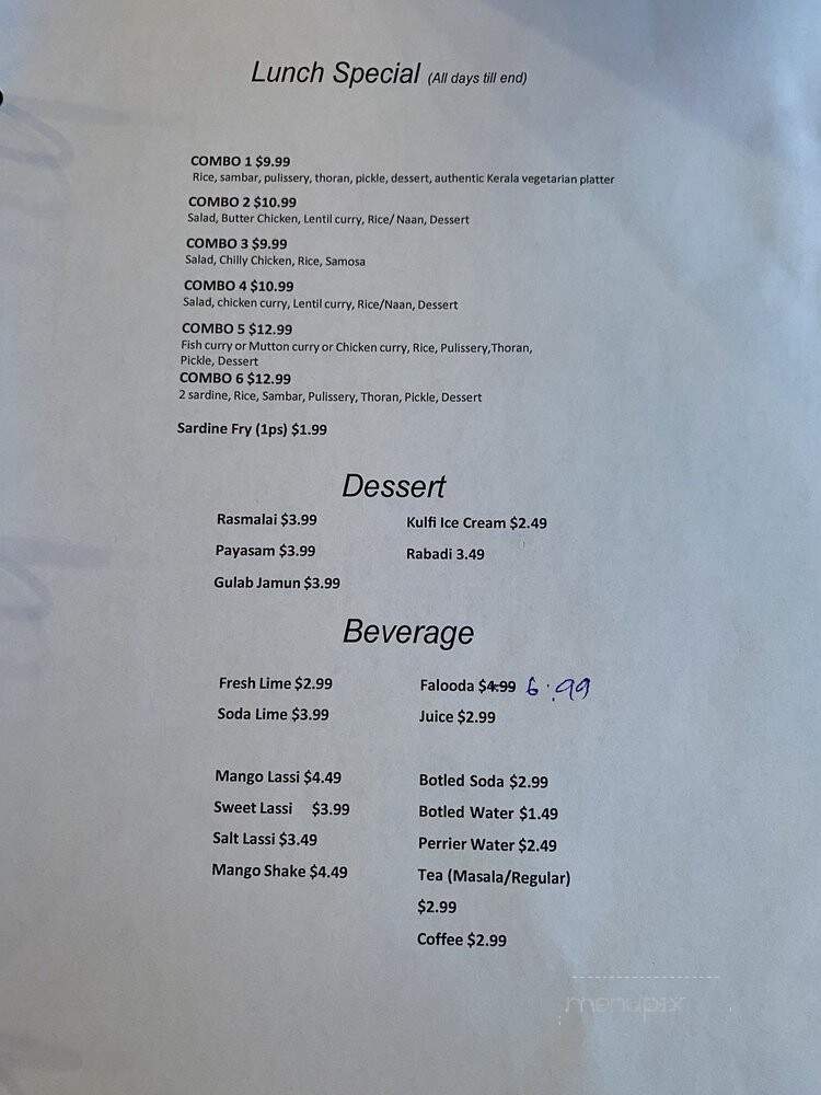 Kairali - Toronto, ON menu_pic