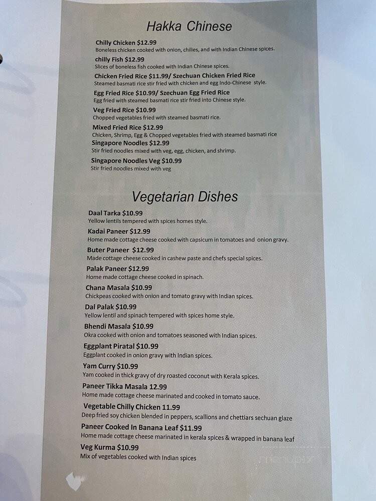 Kairali - Toronto, ON menu_pic