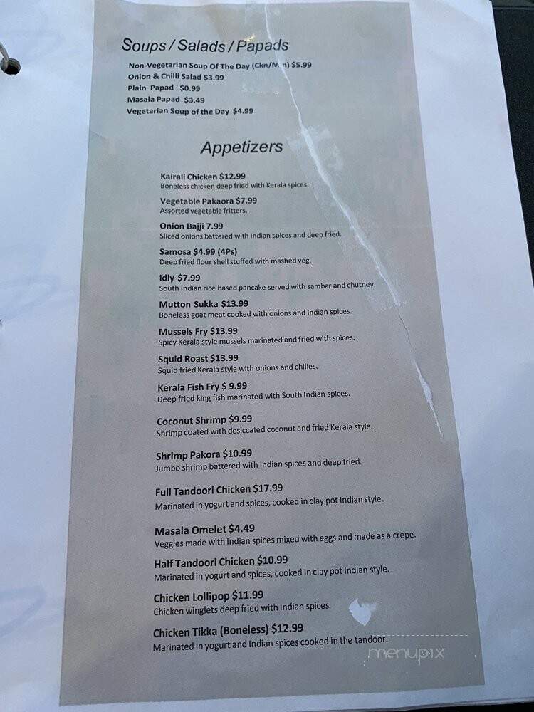 Kairali - Toronto, ON menu_pic