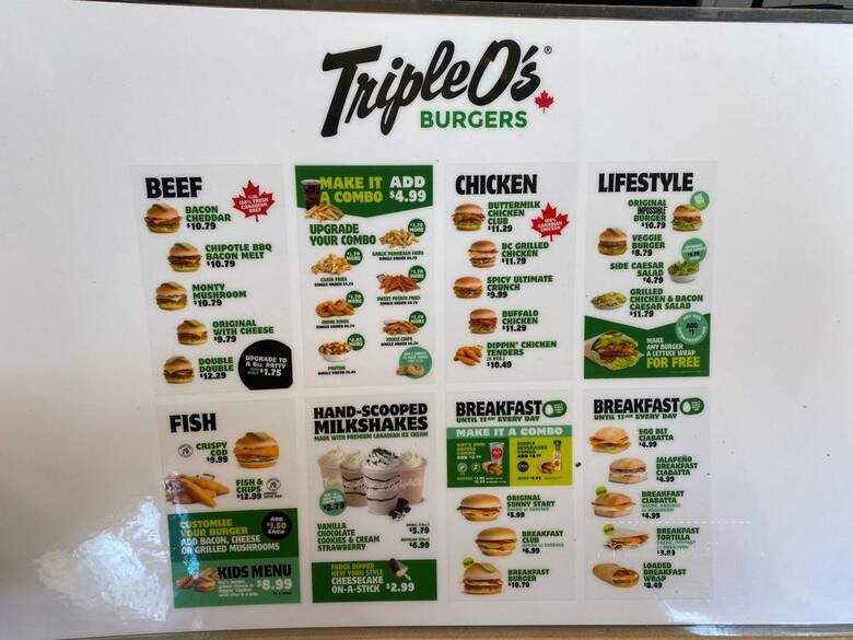 Triple O's - Vancouver, BC menu_pic