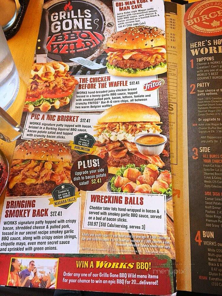 The Works Gourmet Burger Bistro - Barrie, ON menu_pic