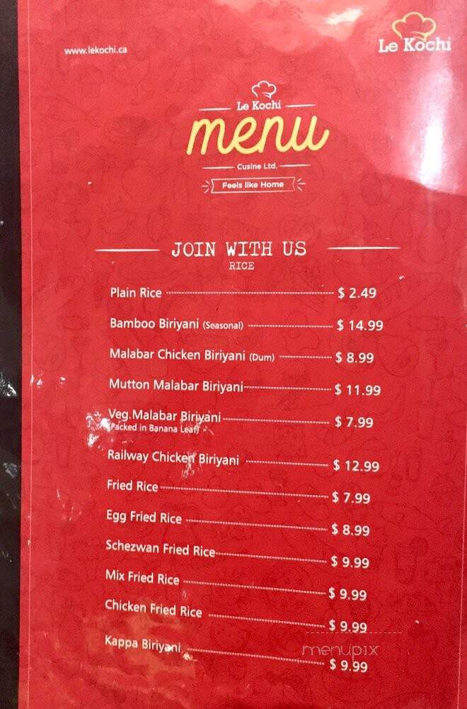 Le Kochi Cuisine Restaurant - Brampton, ON menu_pic