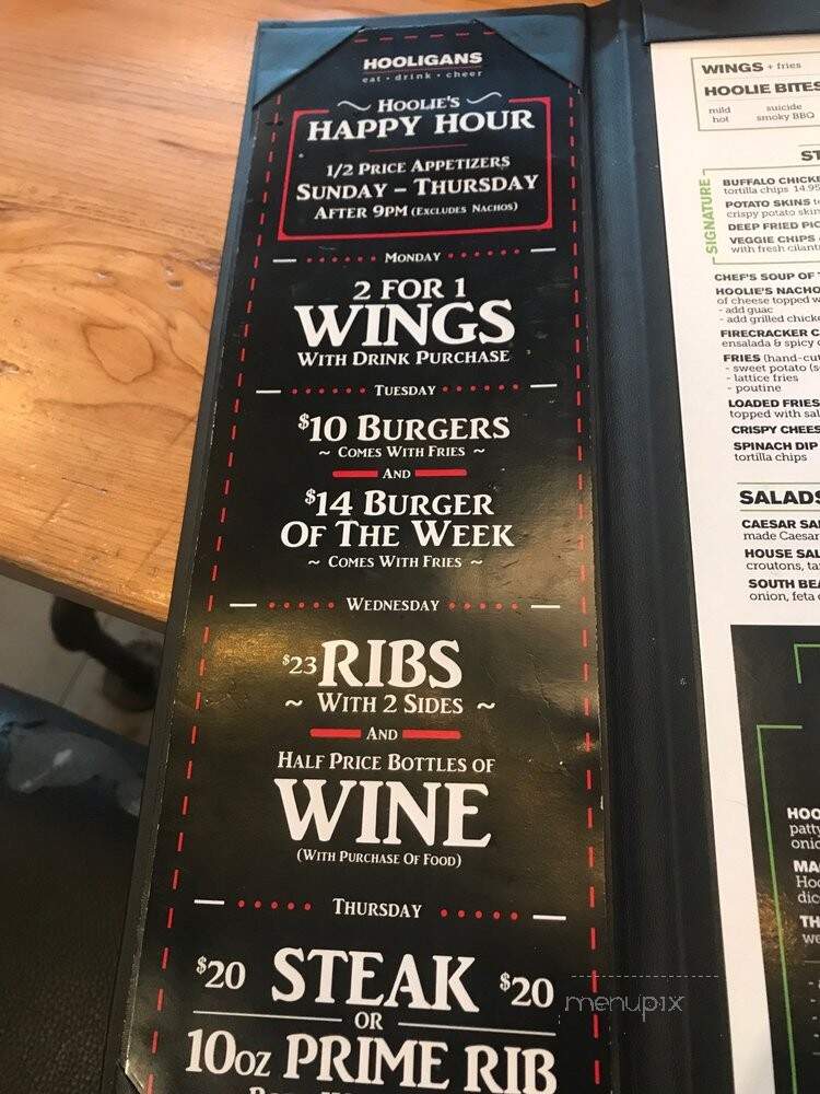 Hooligan's - Barrie, ON menu_pic