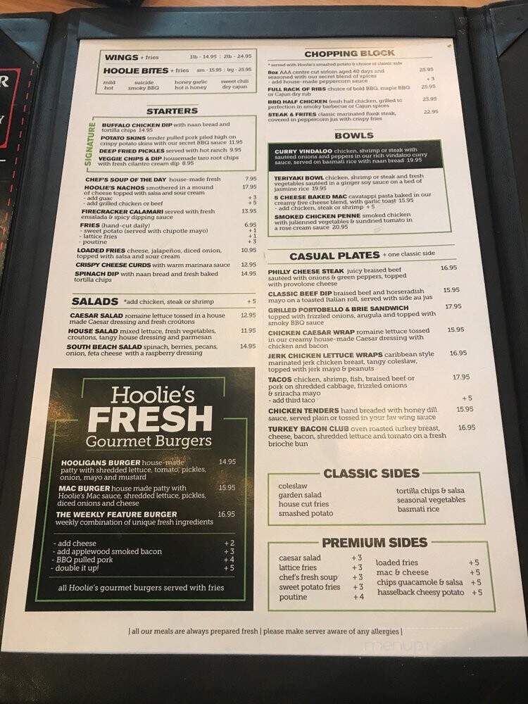 Hooligan's - Barrie, ON menu_pic