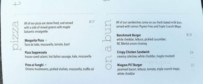 Benchmark - Niagara-on-the-Lake, ON menu_pic