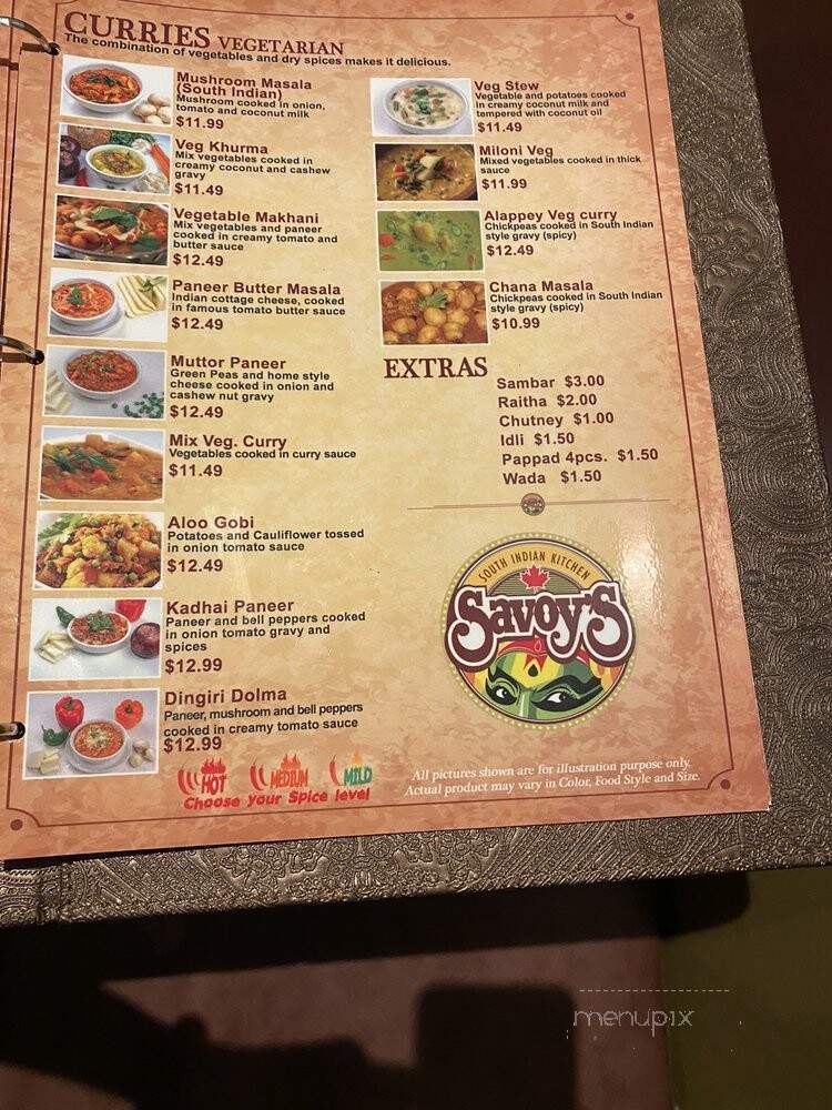 Savoy's South Indian Kitchen Savoy - Edmonton, AB menu_pic