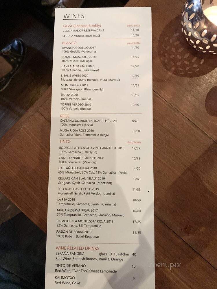 Espana Restaurant - Vancouver, BC menu_pic