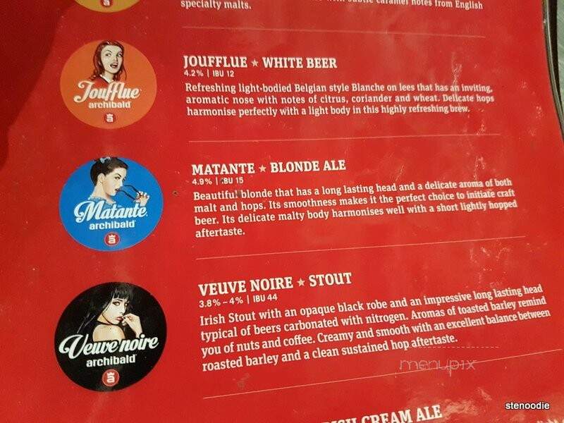 Archibald Microbrasserie - Dorval, QC menu_pic