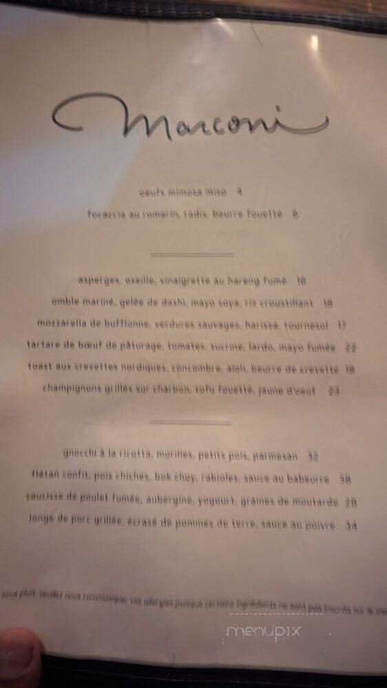 Marconi - Montreal, QC menu_pic