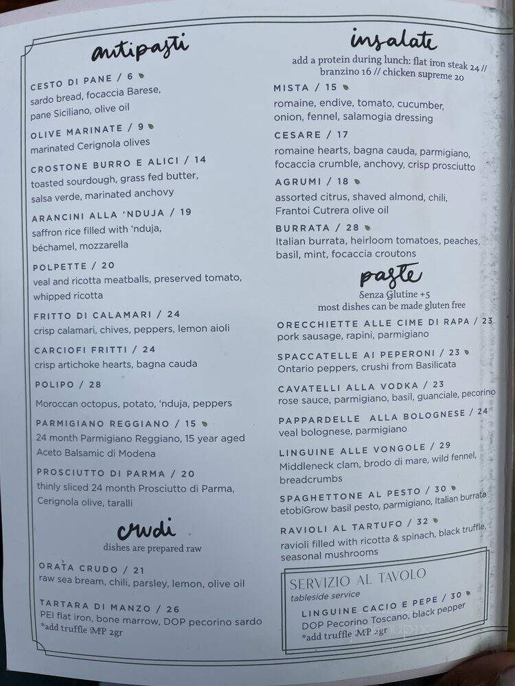 Oretta - Toronto, ON menu_pic