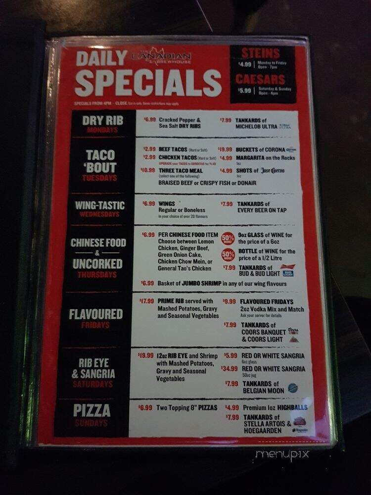 The Canadian Brewhouse - Okotoks, AB menu_pic