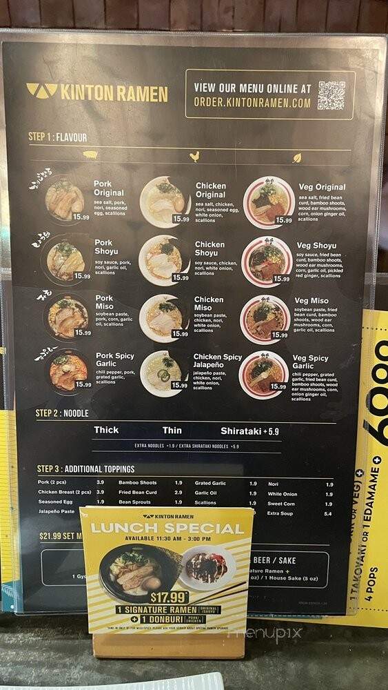 Kinton Ramen - Toronto, ON menu_pic