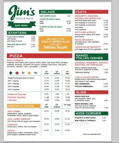 Jim's Pizza & Pasta - Port Perry, ON menu_pic