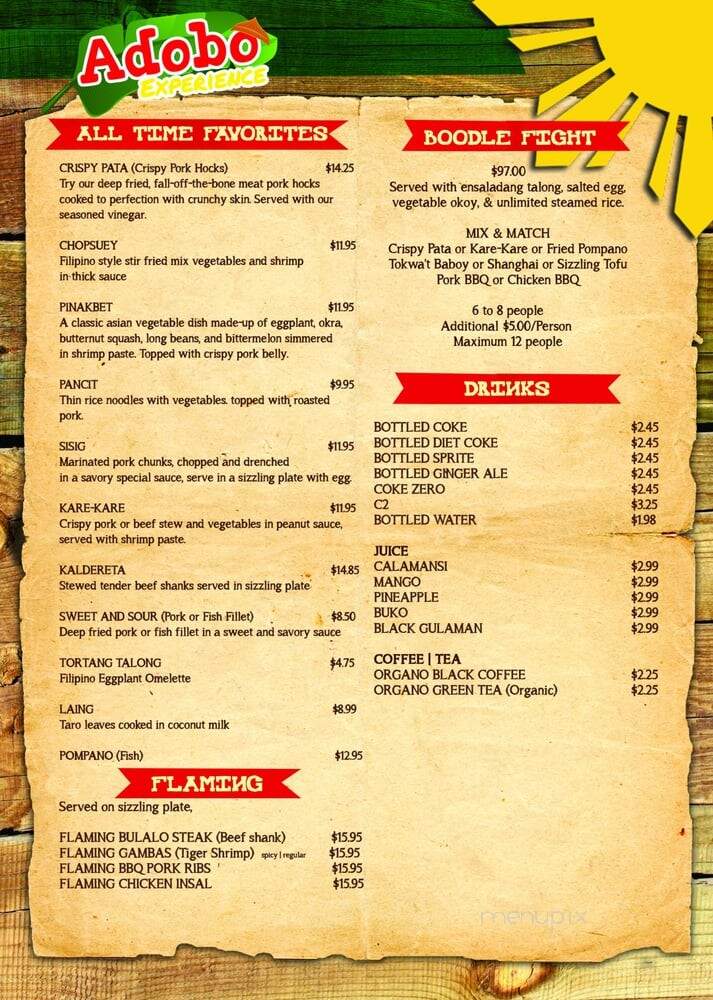 Adobo Experience - Calgary, AB menu_pic