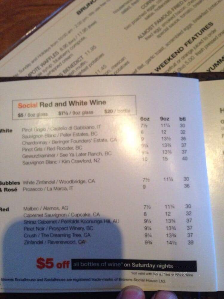 Brown's Social House - Edmonton, AB menu_pic