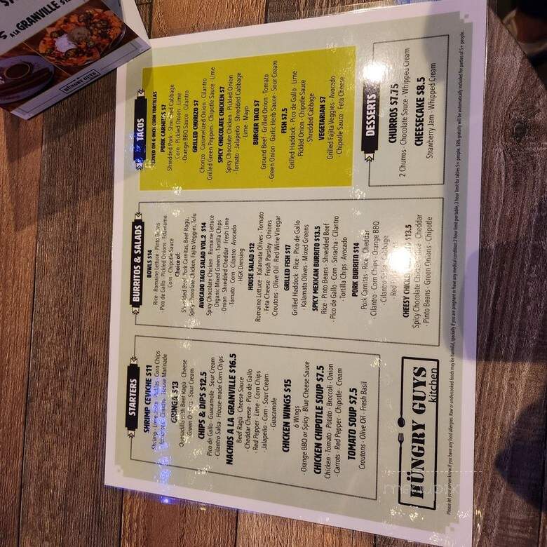 Hungry Guys Kitchen - Vancouver, BC menu_pic
