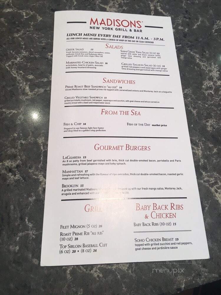 Madisons New York Grill & Bar - Ottawa, ON menu_pic