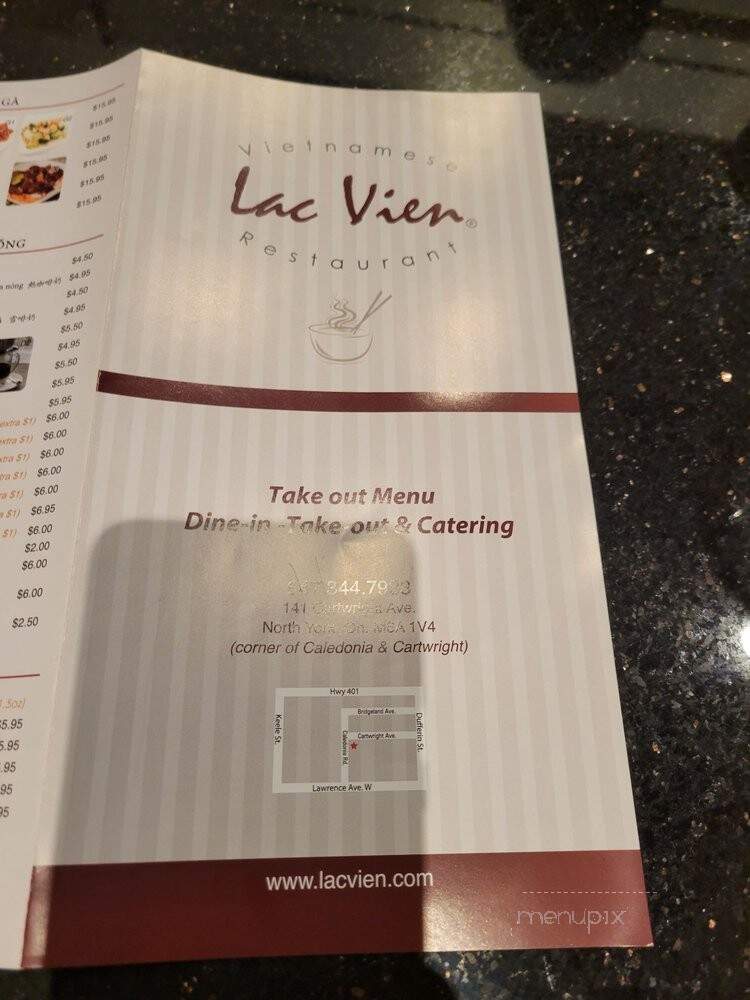 Lac Vien Vietnamese Restaurant - Toronto, ON menu_pic