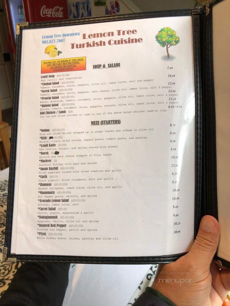 Lemon Tree Restaurant - Halifax, NS menu_pic
